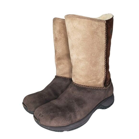 Merrell Encore Stitch High Espresso Boots Womens Size 8.5 Shearling Lining - Picture 1 of 16